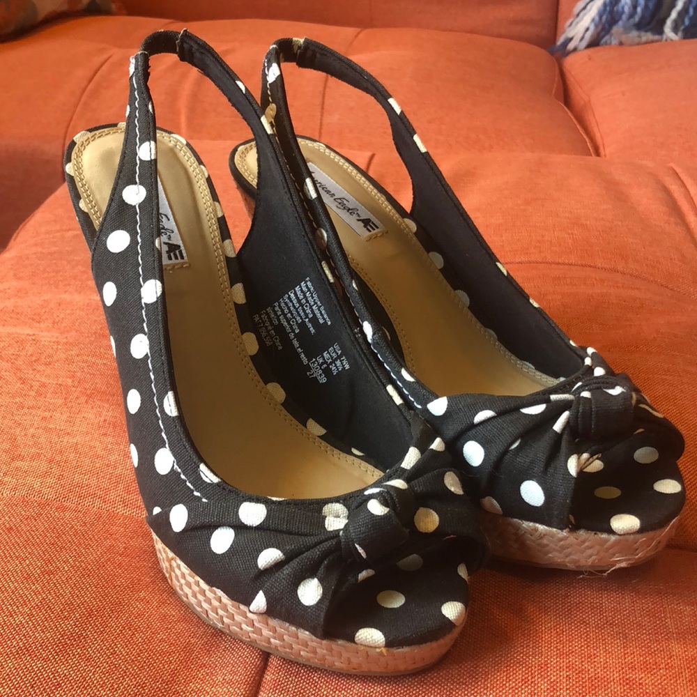 Polka Dot Slingback Wedges